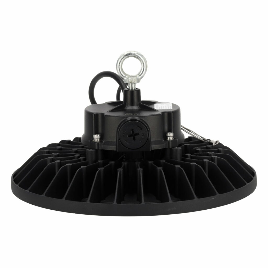 Malaga LED high-bay met zwarte koelribben en ophangoog