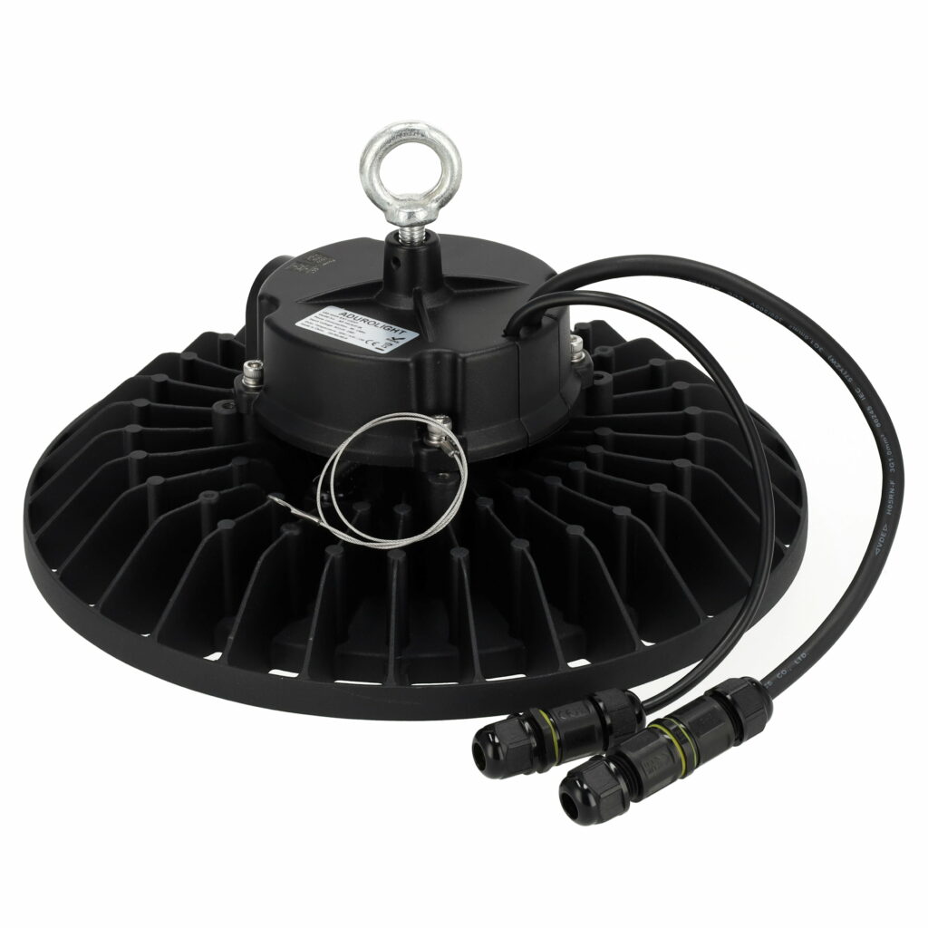 Malaga LED high-bay met twee aansluitkabels en ophangoog
